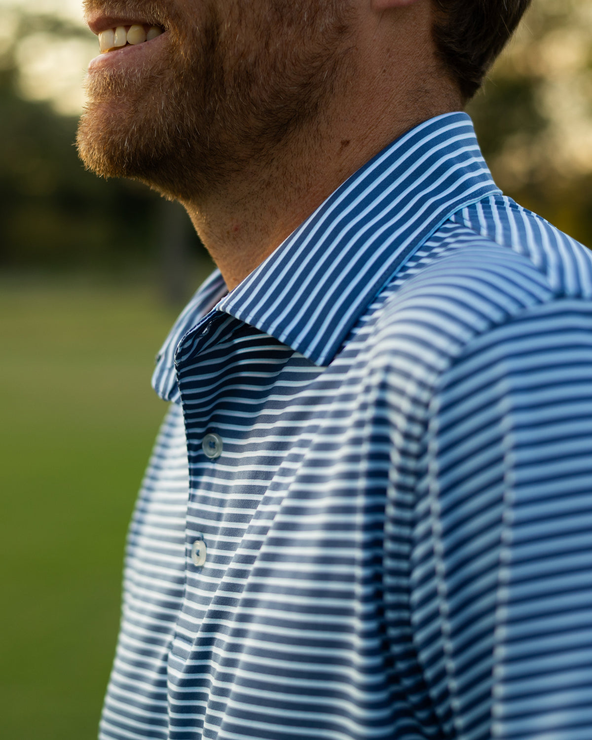 Fairway Stripe Polo - Storm Cloud