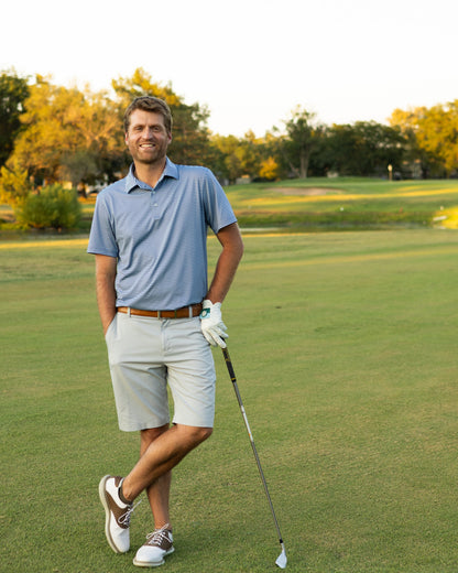 Fairway Stripe Polo - Storm Cloud