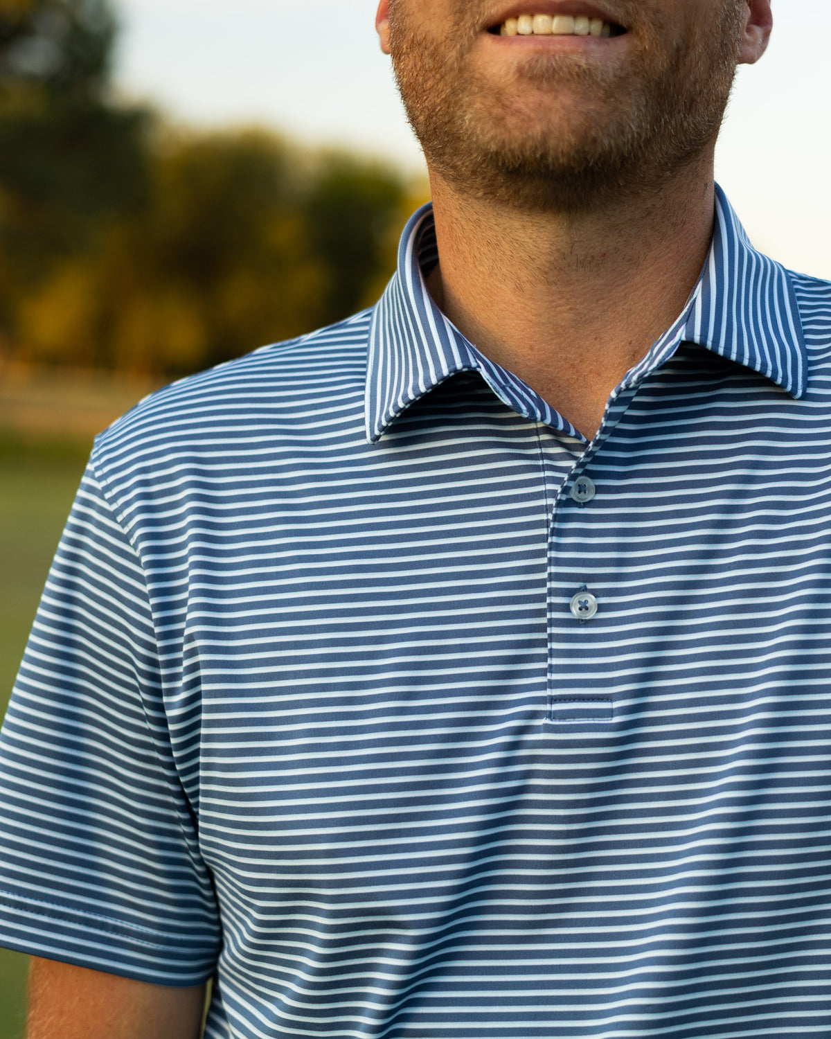 Fairway Stripe Polo - Storm Cloud