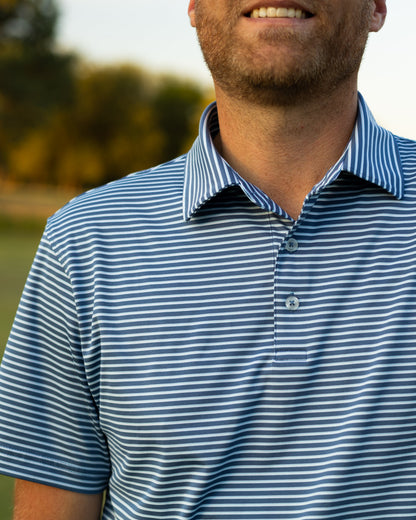 Fairway Stripe Polo - Storm Cloud
