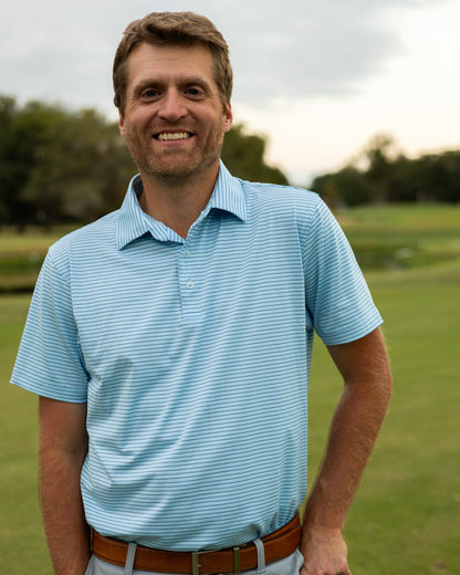 Fairway Stripe Polo - Blue Skies