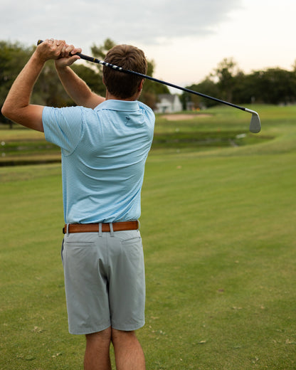 Fairway Stripe Polo - Blue Skies