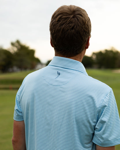 Fairway Stripe Polo - Blue Skies